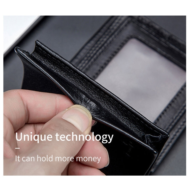 BULL CAPTAIN 0200 Large-capacity First-layer Cowhide Multi-card Slot Wallet RFID Anti-theft Card Holder(Blue)