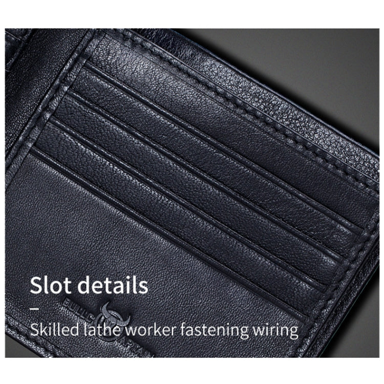 BULL CAPTAIN 0200 Large-capacity First-layer Cowhide Multi-card Slot Wallet RFID Anti-theft Card Holder(Blue)