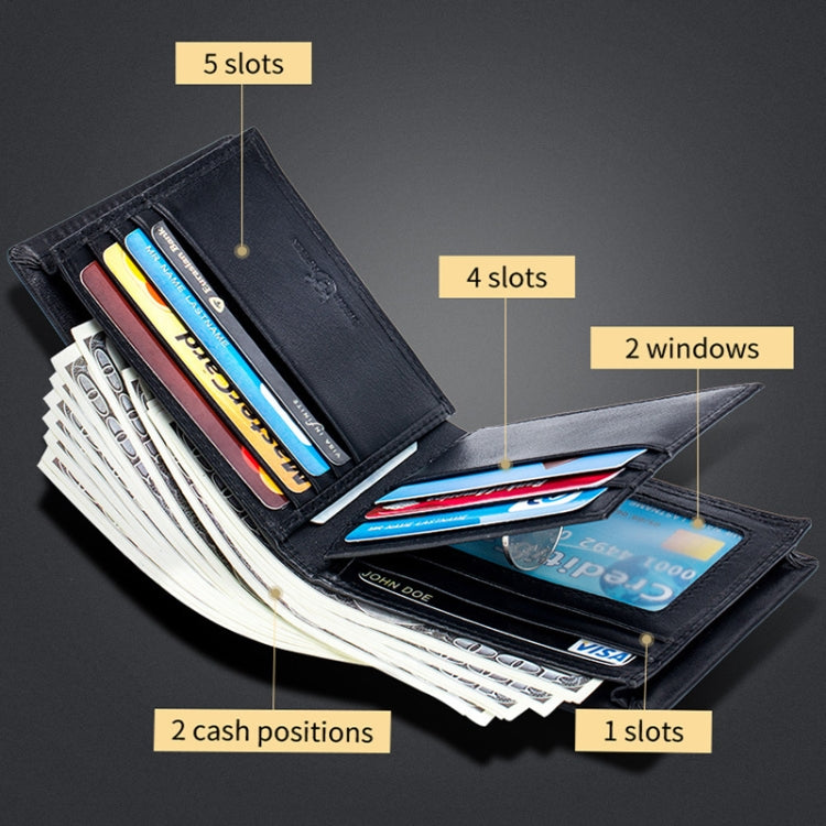 BULL CAPTAIN 0200 Large-capacity First-layer Cowhide Multi-card Slot Wallet RFID Anti-theft Card Holder(Blue)