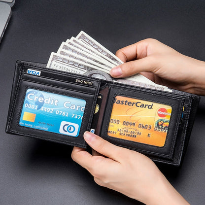 BULL CAPTAIN 0200 Large-capacity First-layer Cowhide Multi-card Slot Wallet RFID Anti-theft Card Holder(Blue)