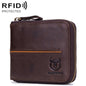 BULL CAPTAIN 042 RFID Antivol en cuir de vachette Porte-cartes multiples Porte-cartes de visite Portefeuille zippé (Café)
