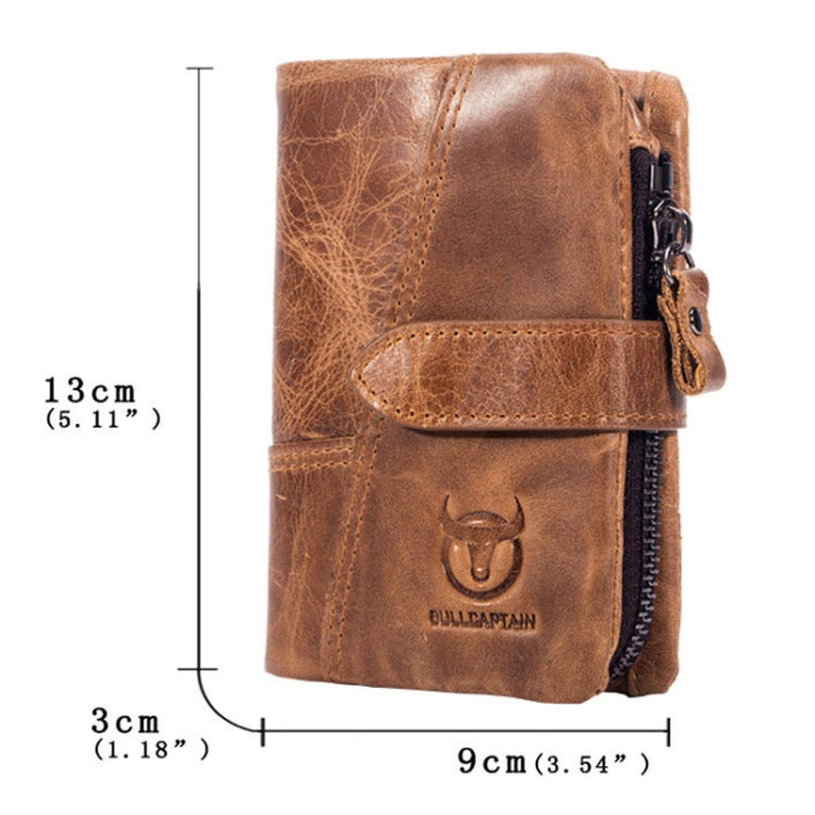 BULL CAPTAIN 01 Portefeuille homme vertical multifonctionnel en cuir de vachette, anti-vol RFID, détachable (brun-jaune)