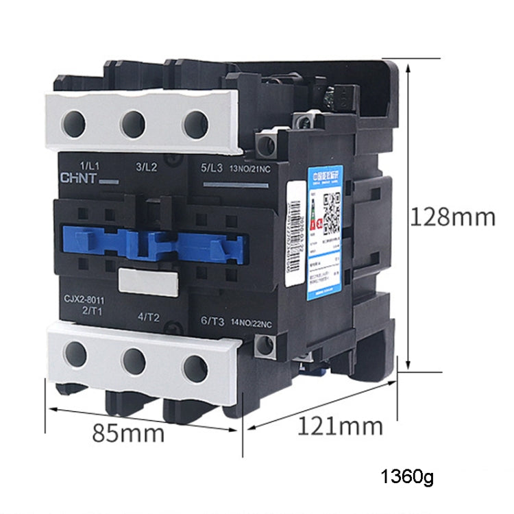 CHNT CJX2-8011 80A 220V Silver Alloy Contacts Multi-Purpose Single-Phase AC Contactor