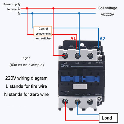 CHNT CJX2-5011 50A 220V Silver Alloy Contacts Multi-Purpose Single-Phase AC Contactor