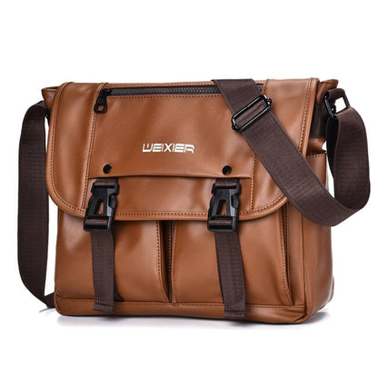 WEIXIER D269 Sac bandoulière homme décontracté, grande capacité, style workwear fonctionnel (marron)