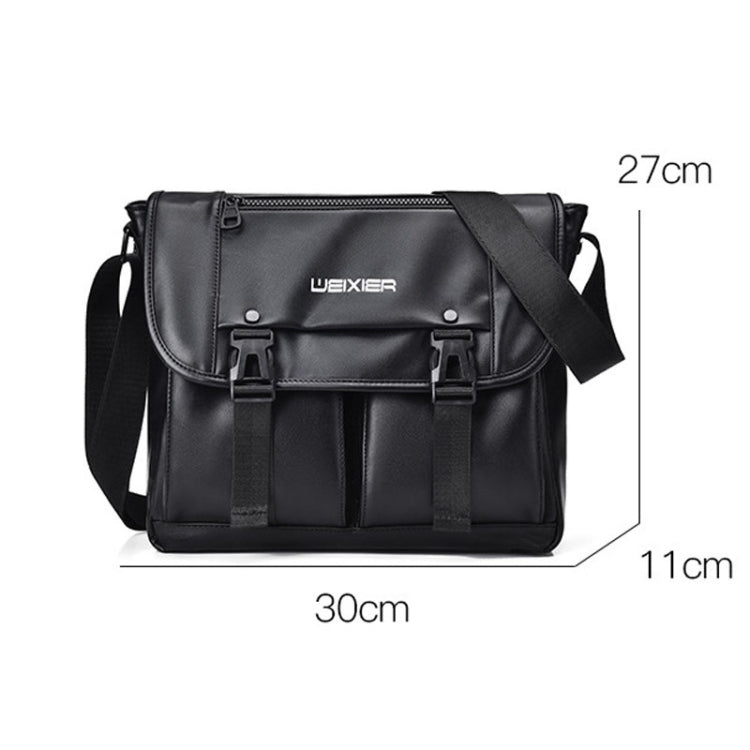 WEIXIER D269 Business Casual Mens Messenger Bag Large Capacity Workwear Functional Crossbody Packs(Black)