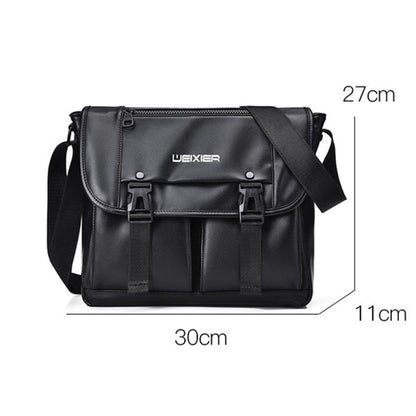 WEIXIER D269 Business Casual Mens Messenger Bag Large Capacity Workwear Functional Crossbody Packs(Black)