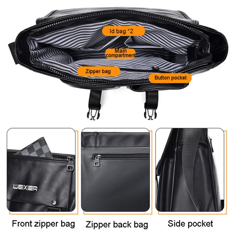WEIXIER D269 Business Casual Mens Messenger Bag Large Capacity Workwear Functional Crossbody Packs(Black)