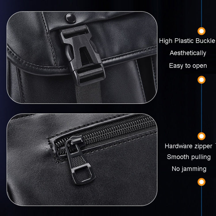 WEIXIER D269 Business Casual Mens Messenger Bag Large Capacity Workwear Functional Crossbody Packs(Black)