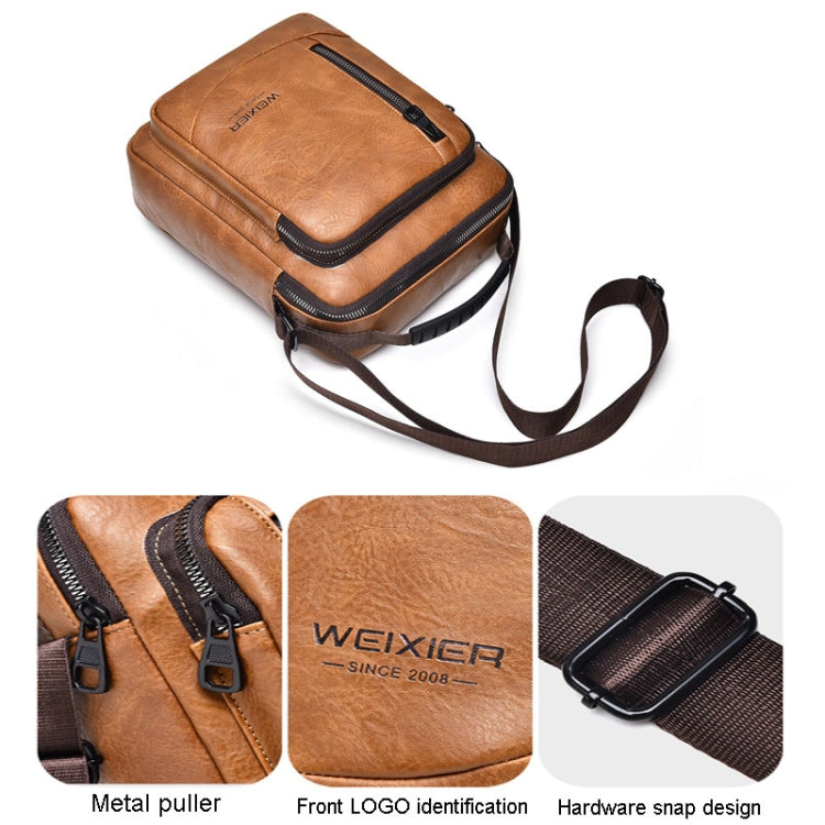 WEIXIER D288 Large Capacity Casual Crossbody Bag Business Waterproof Single Shoulder Packs(Dark Brown)