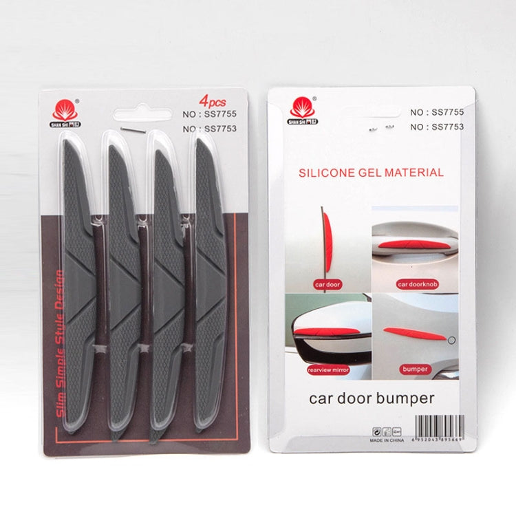 SAHNSHI Lot de 4 bandes de protection en silicone anti-collision pour portière de voiture 7755, rétroviseur, autocollants décoratifs épaissis (noir)