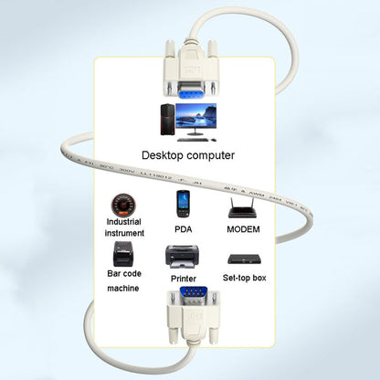 JINGHUA B110 Male To Female DB Cable RS232 Serial COM Cord Printer Device Connection Line, Size: 3m(Beige)