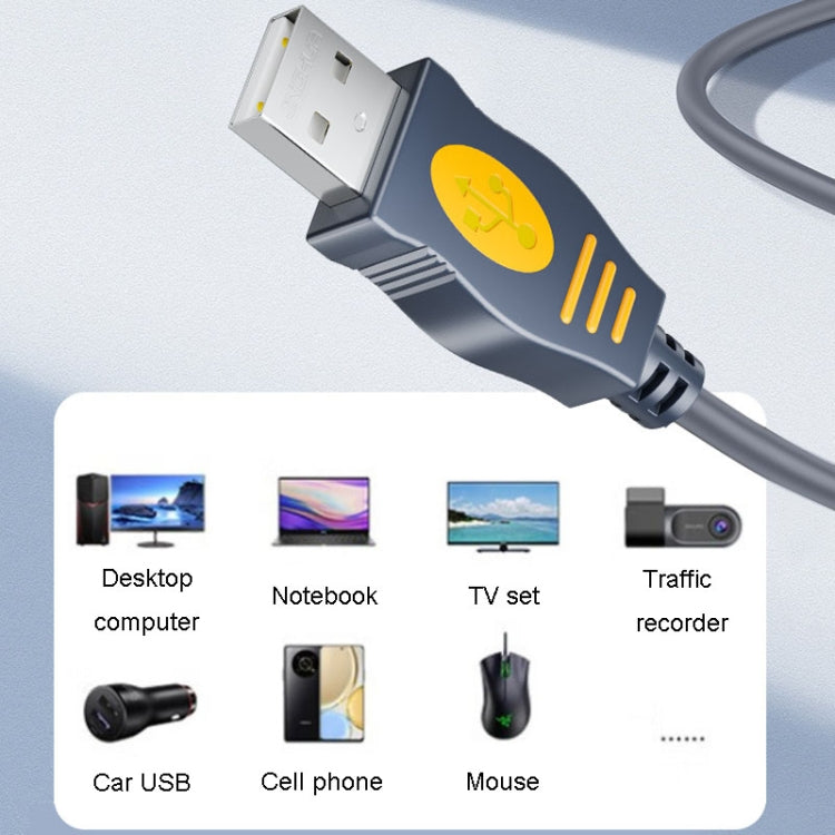 Câble de données en cuivre mâle-mâle USB2.0 JINGHUA U110 avec anneau magnétique, taille : 10 m (gris)