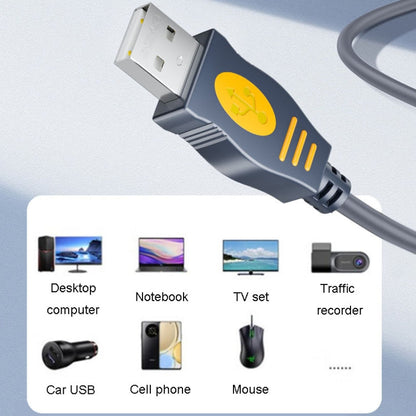 Câble de données en cuivre mâle-mâle USB2.0 JINGHUA U110 avec anneau magnétique, taille : 10 m (gris)