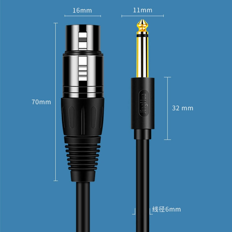 JINGHUA 6.5 Male To Female XLR Audio Cable 6.35 Three Core Balanced Microphone Mixer, Size: 5m(Black)