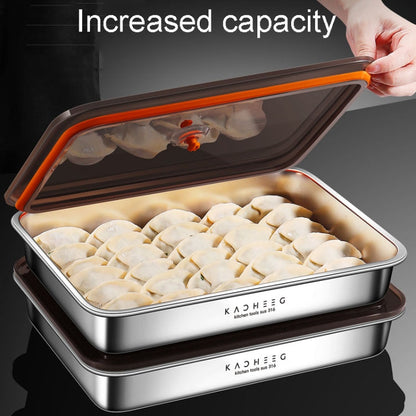 Kacheeg Refrigerator Dumpling Storage Box Home Use Wonton Freezer Organizer, Style: 316 Steel