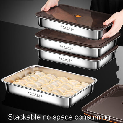 Kacheeg Refrigerator Dumpling Storage Box Home Use Wonton Freezer Organizer, Style: 316 Steel