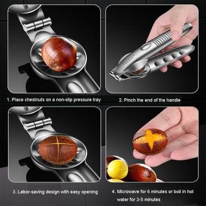 Kacheeg 304 Stainless Steel Chestnut Opener Cross Opening Chestnut Shelling Peeler With 2 Steel Fingers, Style: Spring Model