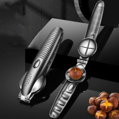 Kacheeg 304 Stainless Steel Chestnut Opener Cross Opening Chestnut Shelling Peeler With 2 Steel Fingers, Style: Spring Model