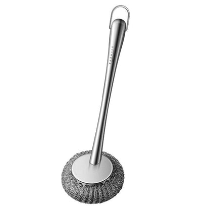 Kacheeg 304 Stainless Steel Pot Brush Kitchen Cleaning And Dishwashing Tools, Style: Long