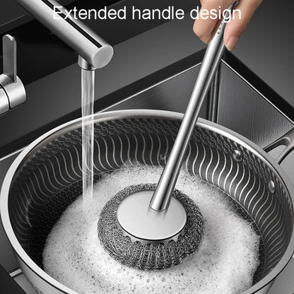 Kacheeg 304 Stainless Steel Pot Brush Kitchen Cleaning And Dishwashing Tools, Style: Long