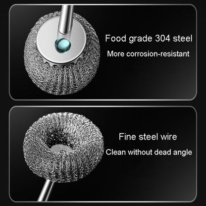 Kacheeg 304 Stainless Steel Pot Brush Kitchen Cleaning And Dishwashing Tools, Style: Long