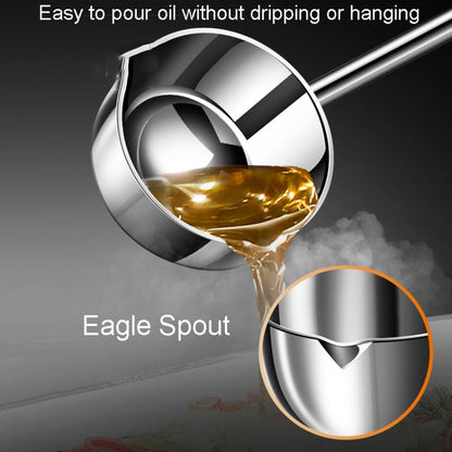 Kacheeg Stainless Steel Hot Oil Skillet Kitchen Small Oil Pouring Spoon, Style: 316 Triple Layer Steel