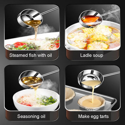 Kacheeg Stainless Steel Hot Oil Skillet Kitchen Small Oil Pouring Spoon, Style: 316 Triple Layer Steel