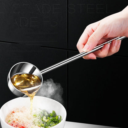 Kacheeg Stainless Steel Hot Oil Skillet Kitchen Small Oil Pouring Spoon, Style: 316 Triple Layer Steel
