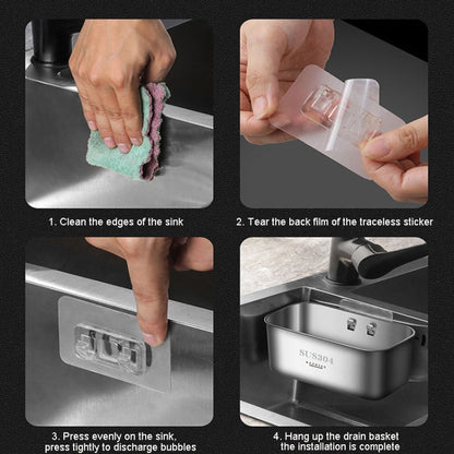 Kacheeg Food Residue Filtering And Drainage Rack For Tanks Sink Storage Trash Shelf, Style: Extended Silver