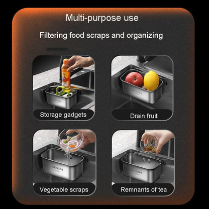 Kacheeg Food Residue Filtering And Drainage Rack For Tanks Sink Storage Trash Shelf, Style: Extended Silver