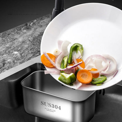 Kacheeg Food Residue Filtering And Drainage Rack For Tanks Sink Storage Trash Shelf, Style: Extended Silver