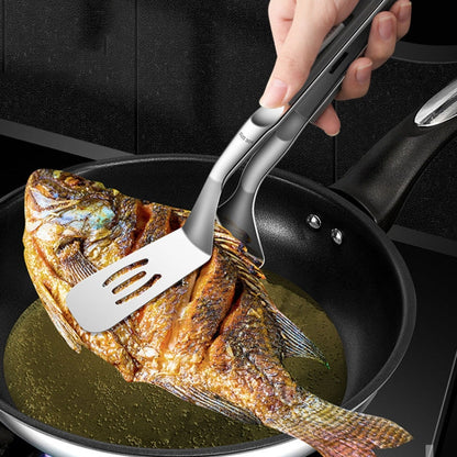 Kacheeg Stainless Steel Fish Spatula With Lock Kitchen Grill Scoop Steak Scraper Food Holder(Silver Gray)