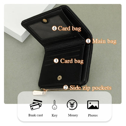 Baellerry N2401 PU Leather Short Wallet with Multiple Card Slots Cross Flower Zipper Coin Purse(Brown)