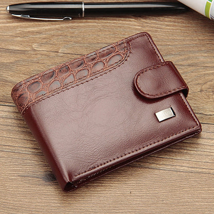 Baellerry M1078 Splicing Leather Casual Men Wallet With Buckle Multi-Card Slot Coin Purse(Brown)
