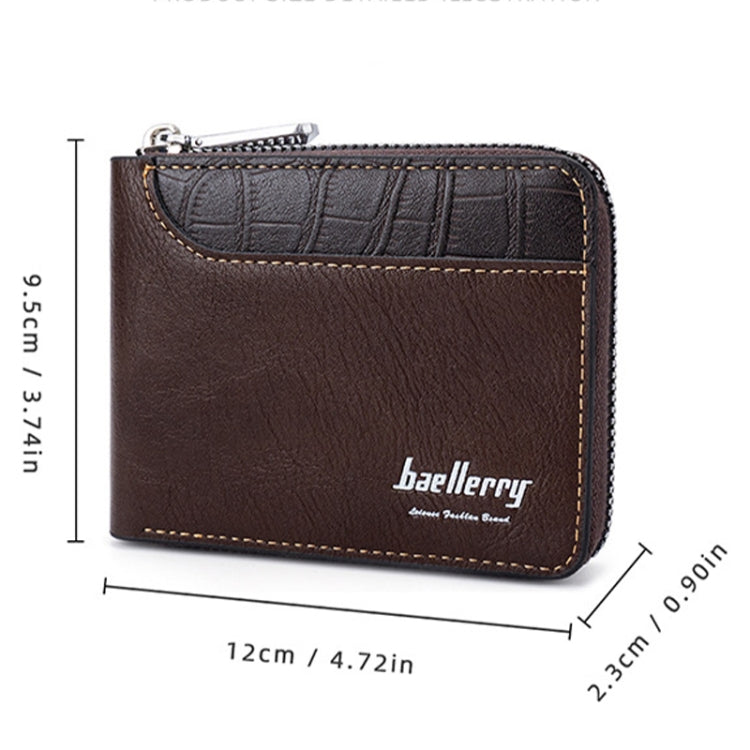 Baellerry D5101 RFID Anti-theft Spliced Short Wallet Retro Multi-card Zipper Coin Purse(Coffee)
