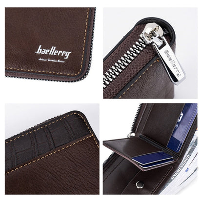 Baellerry D5101 RFID Anti-theft Spliced Short Wallet Retro Multi-card Zipper Coin Purse(Black)