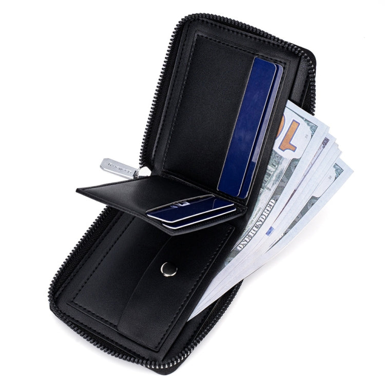 Baellerry D5101 RFID Anti-theft Spliced Short Wallet Retro Multi-card Zipper Coin Purse(Black)