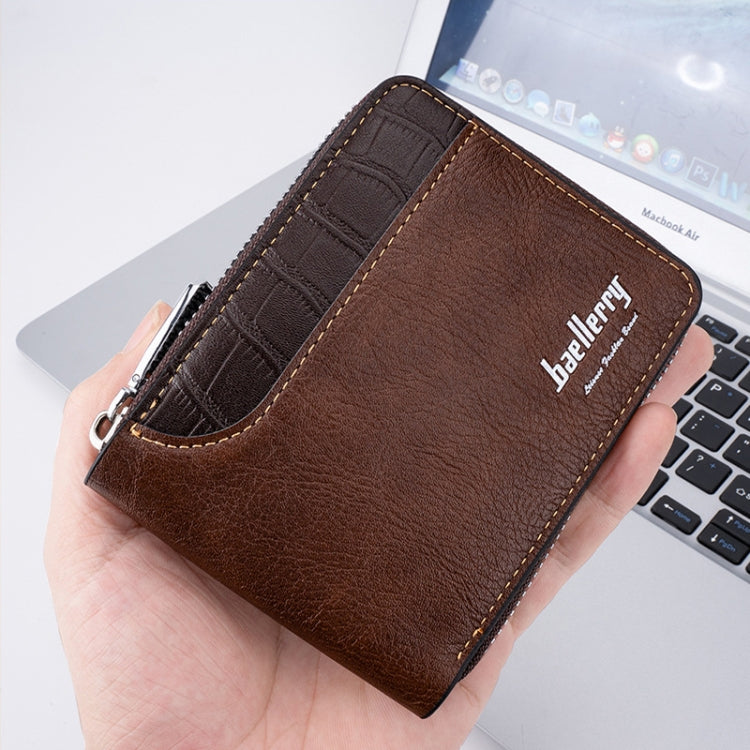 Baellerry D5101 RFID Anti-theft Spliced Short Wallet Retro Multi-card Zipper Coin Purse(Black)