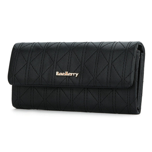 Baellerry N8918 Portefeuille long grande capacité pour femmes, pochette de téléphone avec boucle magnétique (noir)
