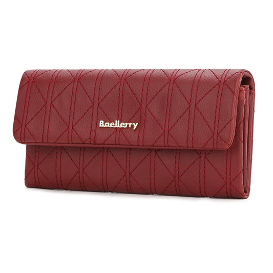 Baellerry N8918 Portefeuille long de grande capacité pour femme avec boucle magnétique et pochette pour téléphone (rouge marron)