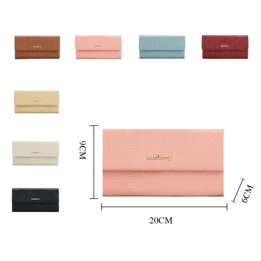 Baellerry N8918 Portefeuille long de grande capacité pour femme avec boucle magnétique et pochette pour téléphone (rouge marron)