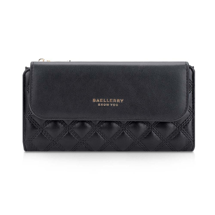 Baellerry N2403 Ladies Long Wallet with Multiple Card Slots Large Capacity Tri-fold Clutch Bag, Color: Black