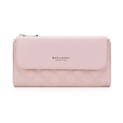 Baellerry N2403 Ladies Long Wallet with Multiple Card Slots Large Capacity Tri-fold Clutch Bag, Color: Pink