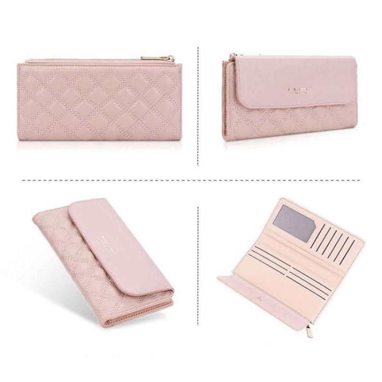 Baellerry N2403 Ladies Long Wallet with Multiple Card Slots Large Capacity Tri-fold Clutch Bag, Color: Pink