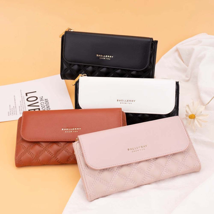 Baellerry N2403 Ladies Long Wallet with Multiple Card Slots Large Capacity Tri-fold Clutch Bag, Color: Pink
