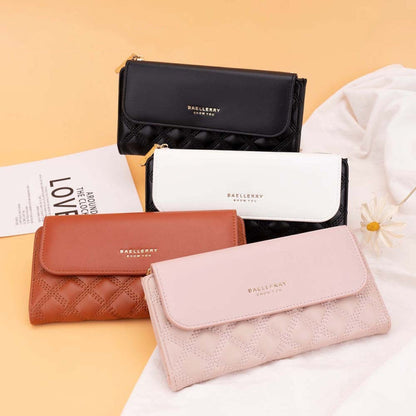 Baellerry N2403 Ladies Long Wallet with Multiple Card Slots Large Capacity Tri-fold Clutch Bag, Color: Pink