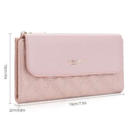 Baellerry N2403 Ladies Long Wallet with Multiple Card Slots Large Capacity Tri-fold Clutch Bag, Color: Pink
