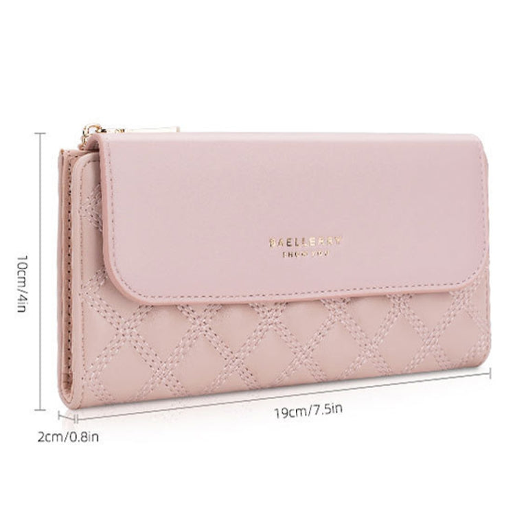 Baellerry N2403 Ladies Long Wallet with Multiple Card Slots Large Capacity Tri-fold Clutch Bag, Color: Black