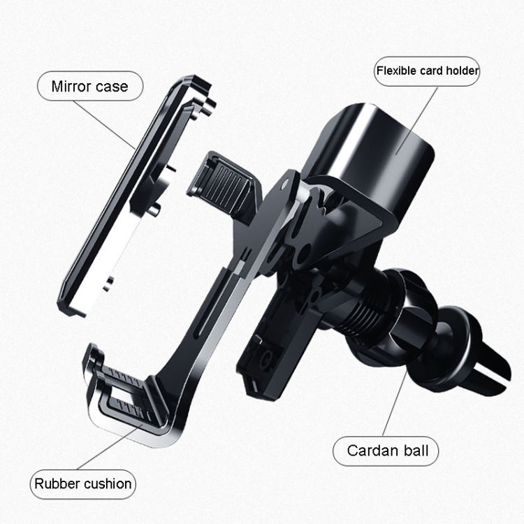 MCZBAO Car Gravity Cell Phone Holder Automotive Multifunctional Mirror Telescopic Navigation Mount, Size: Suction Cup(Silver)
